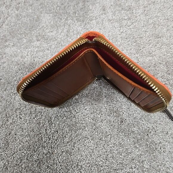 Dooney & Bourke Pebble Grain Leather Zip Around Card Holder Wallet Clementine - Picture 6 of 6